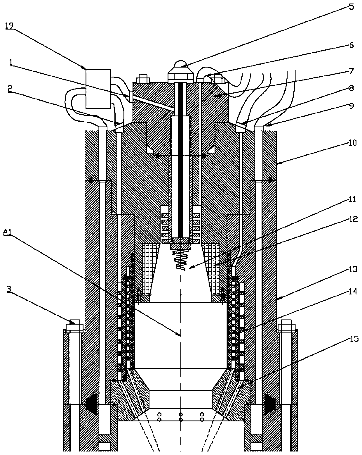 Supercritical hydrothermal combustion device suitable for high-viscosity fuel