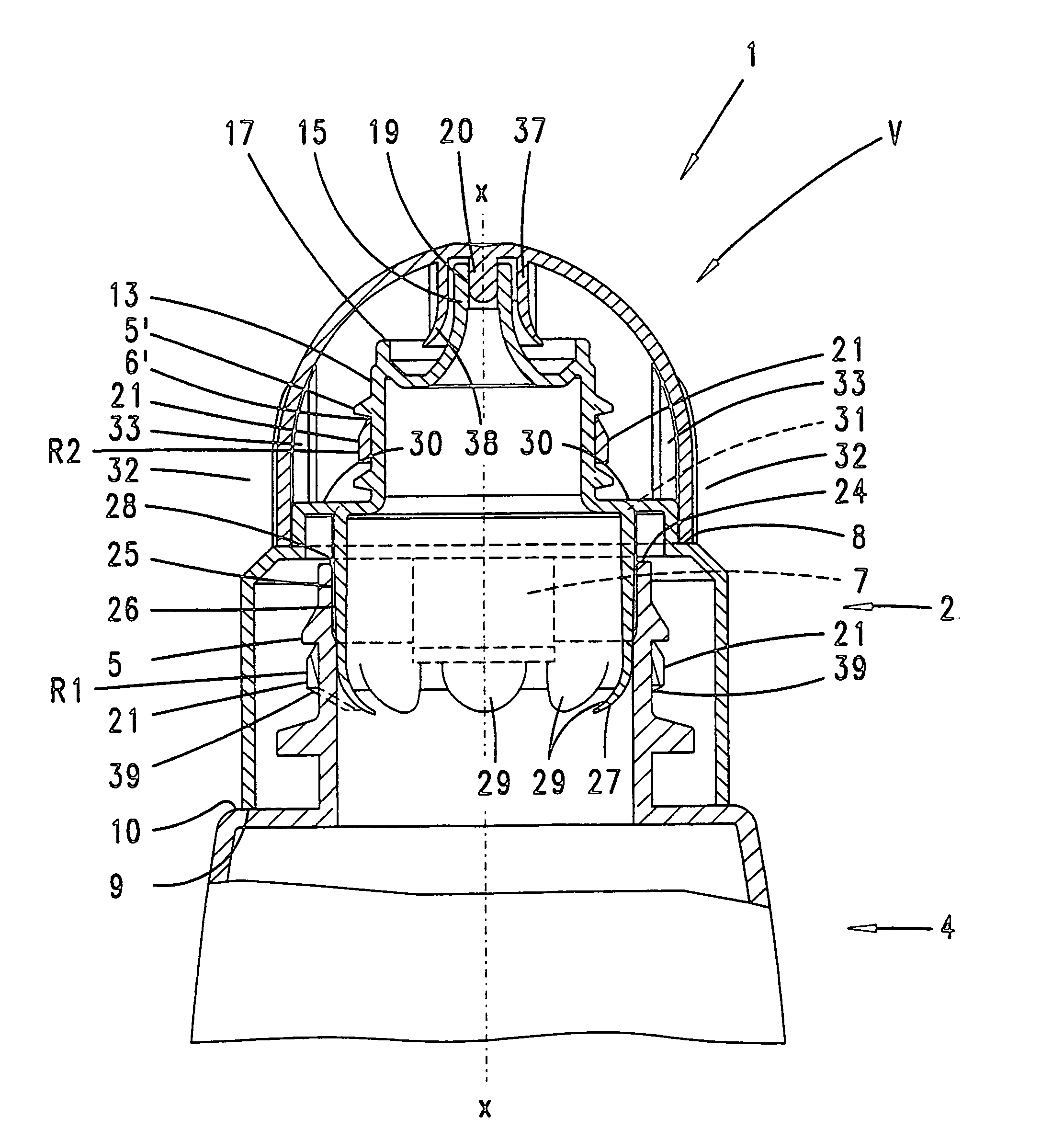 Closure cap cooperating with a bottle type container