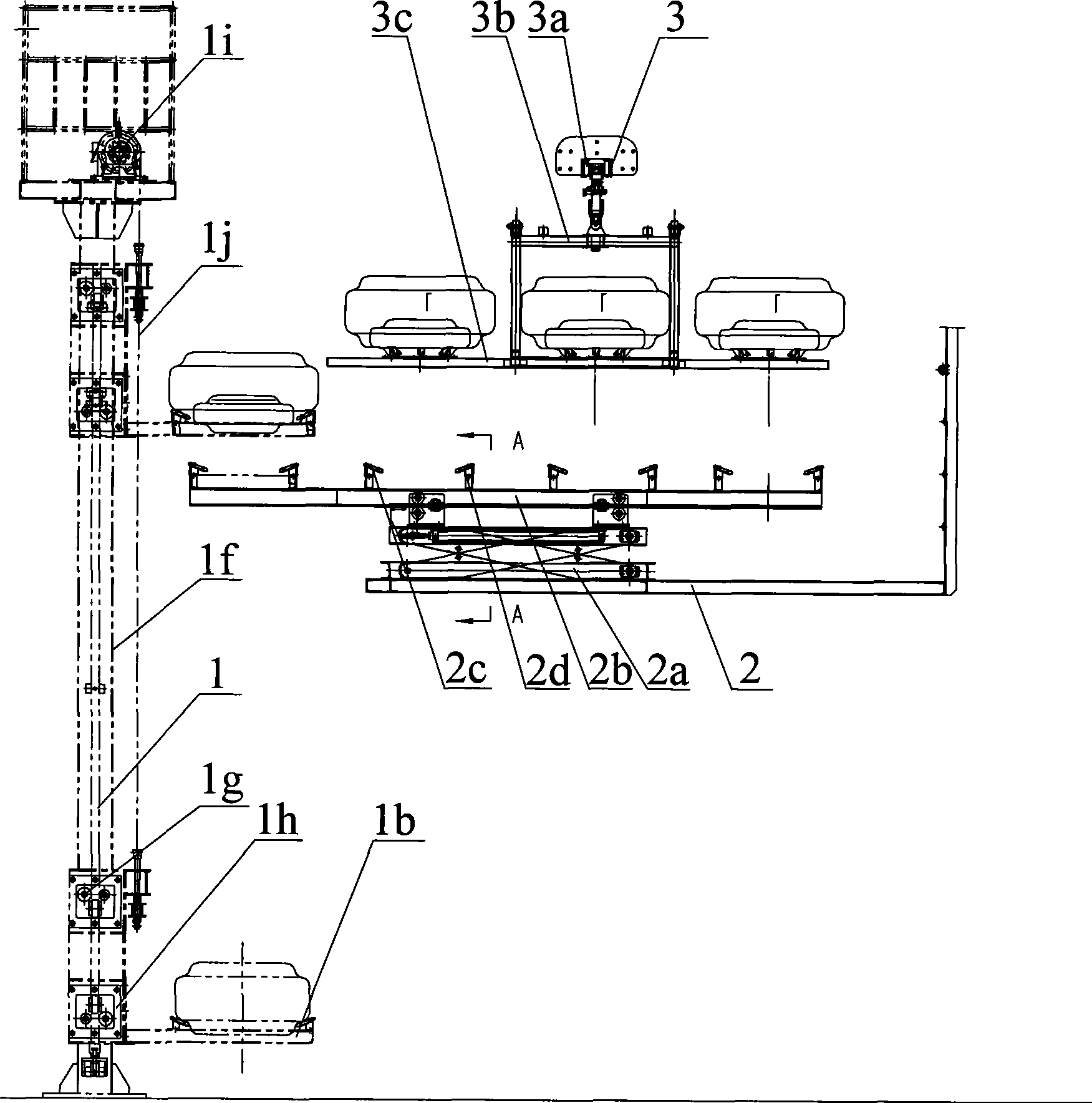 Load-transfer machine for tyres