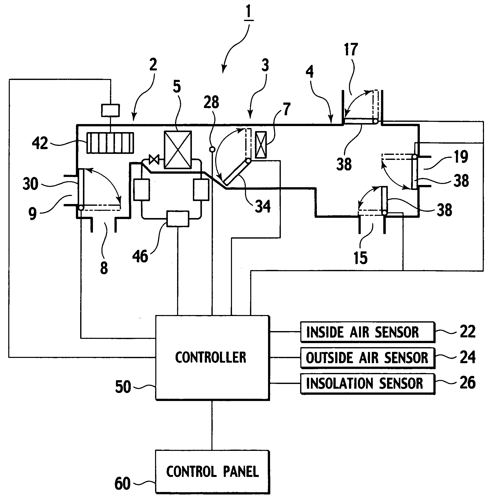 Control panel for vehicle air conditioner