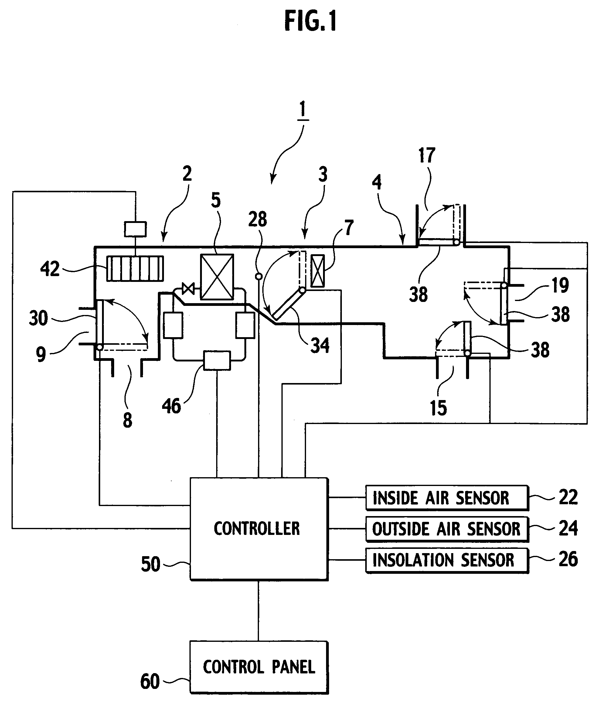 Control panel for vehicle air conditioner