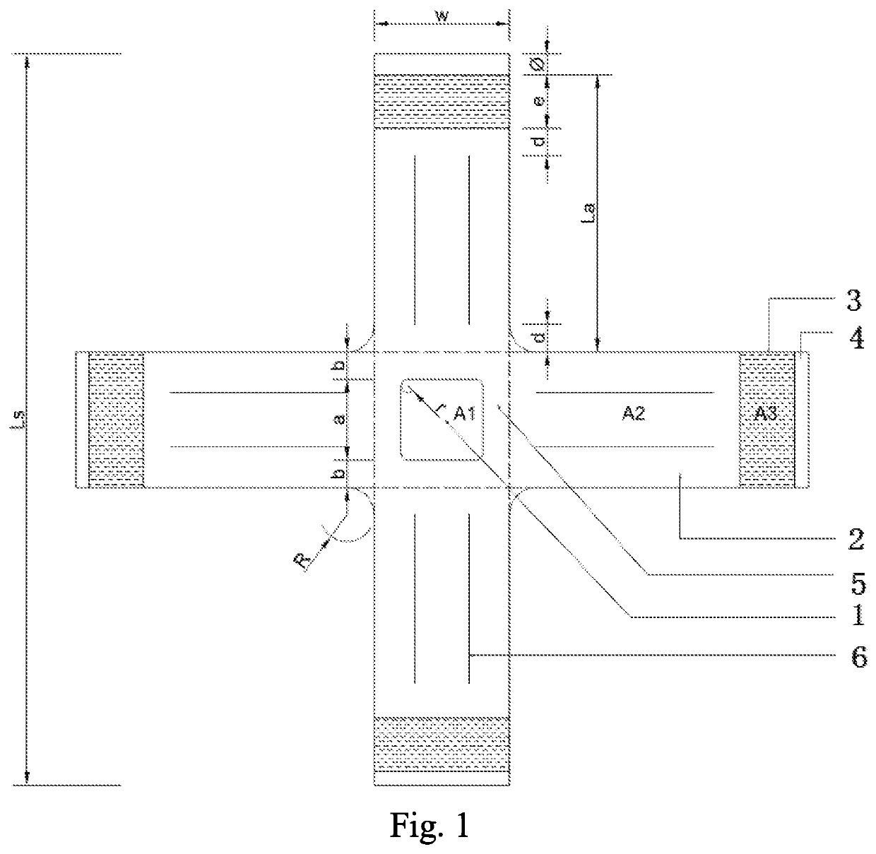 Double-cross composite fabric membrane biaxial tensile strength test piece and manufacturing method thereof