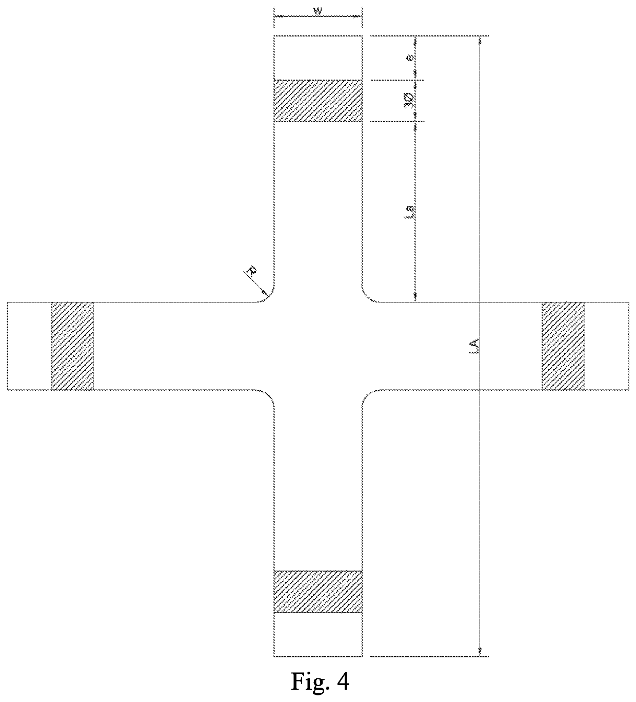 Double-cross composite fabric membrane biaxial tensile strength test piece and manufacturing method thereof