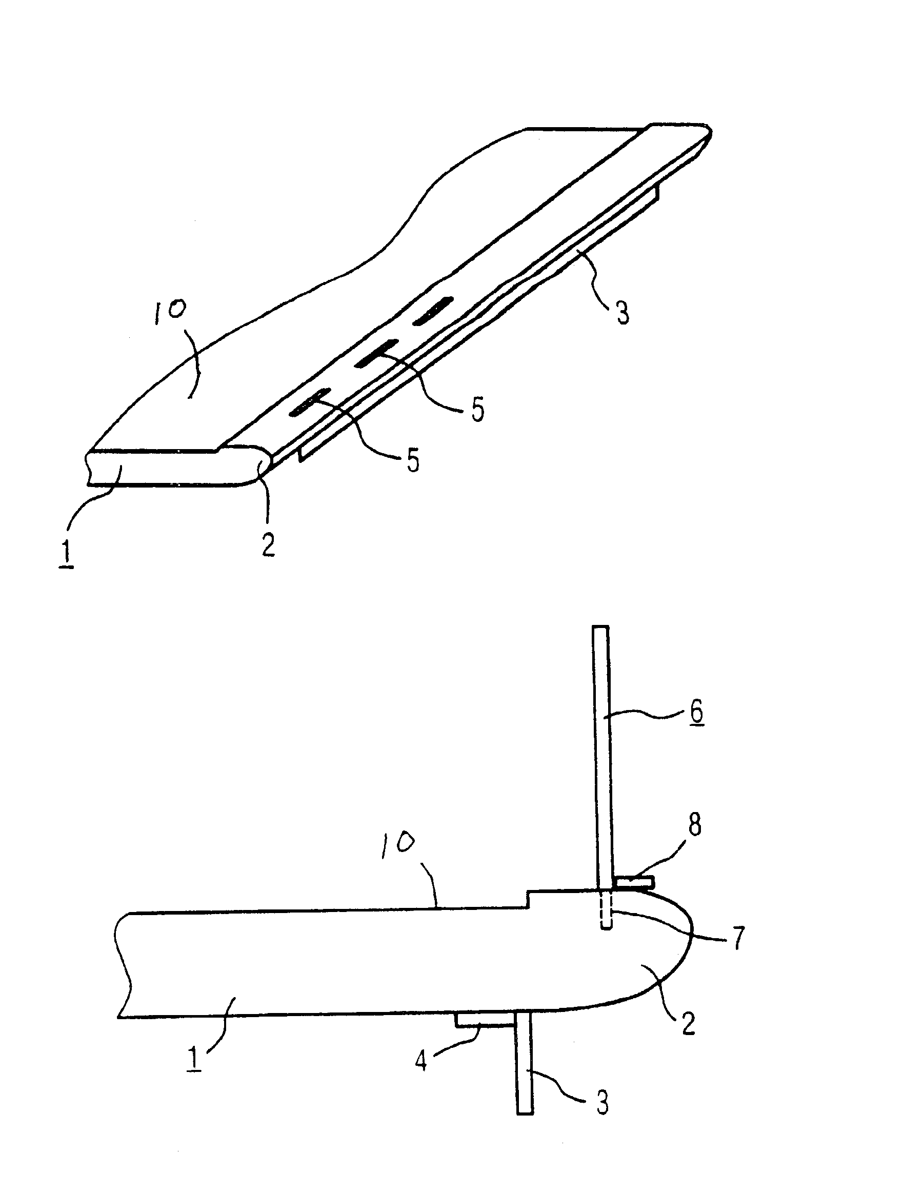 Table top for a patient trolley with an armrest