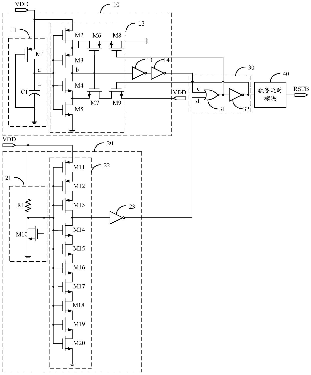 Singlechip and on-chip power-on reset circuit thereof