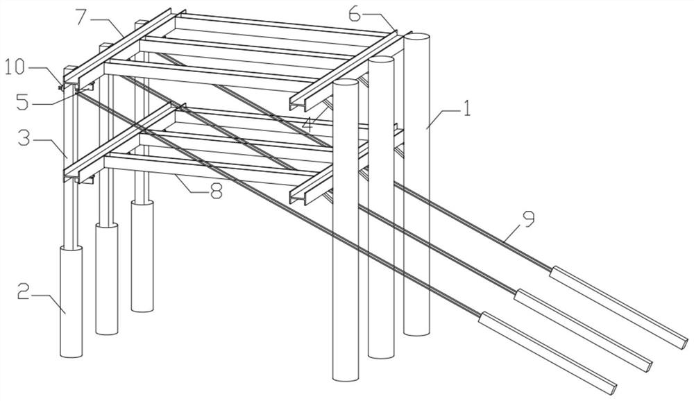 Foundation pit pile-anchor supporting system capable of reducing buried depth of anchor cable and construction method of foundation pit pile-anchor supporting system