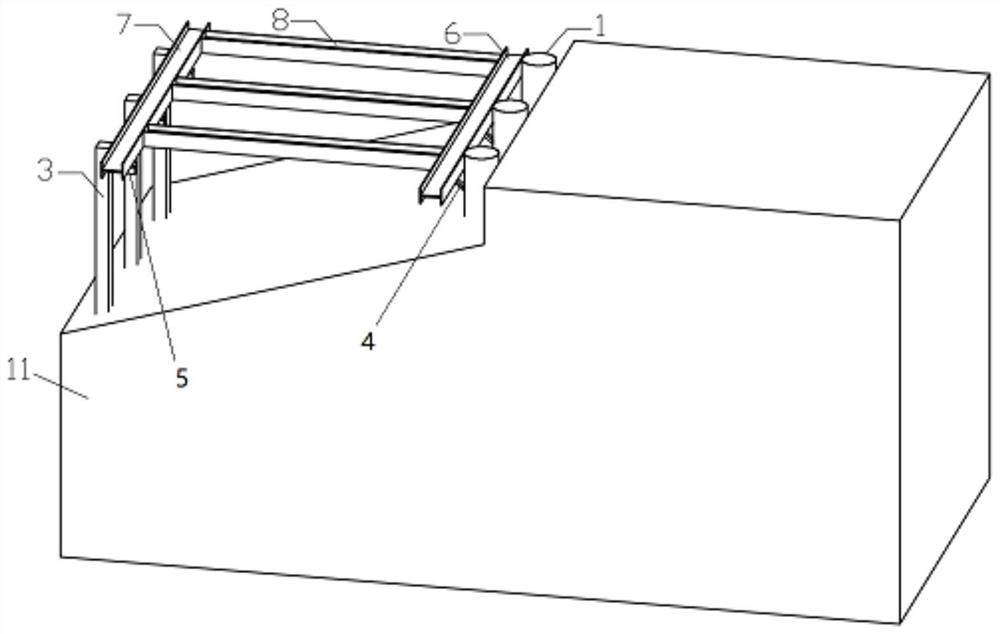 Foundation pit pile-anchor supporting system capable of reducing buried depth of anchor cable and construction method of foundation pit pile-anchor supporting system