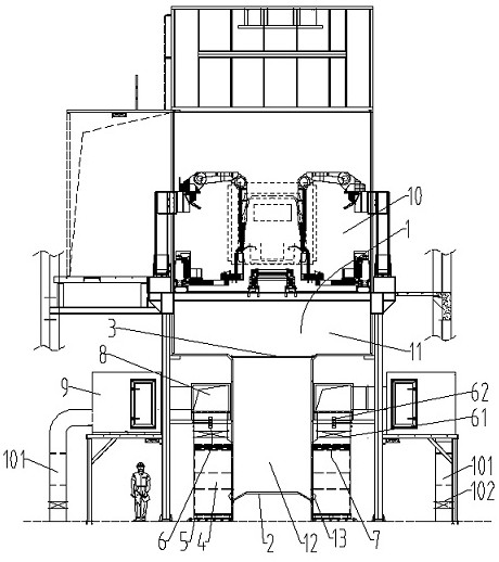 Large carton paint mist treatment system and control method