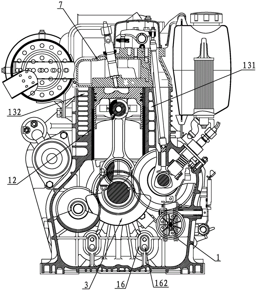 Diversion three-dimensional cooling device of single-cylinder vertical air-cooling diesel engine