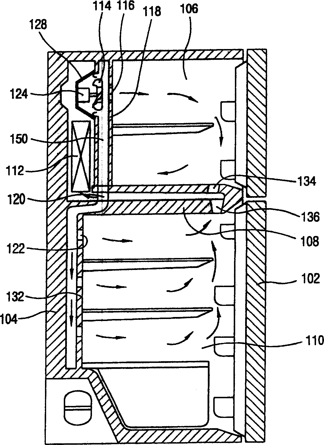 Cooling air blowing device of refrigerator