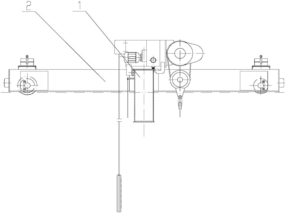 Beam crane with top-arranged angular trolley