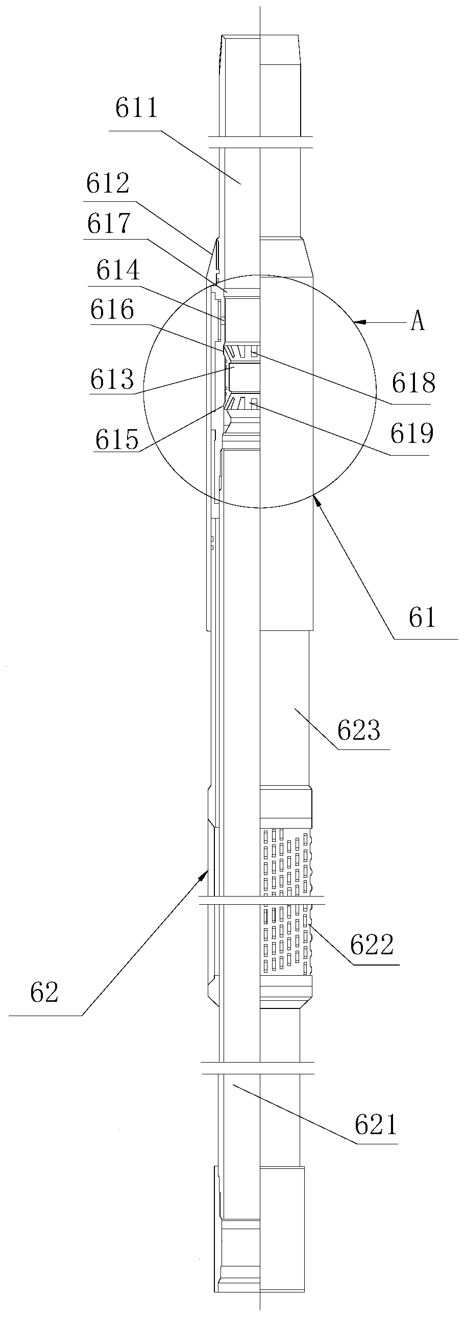 A combined implementation pipe string and method for fracturing and water control production