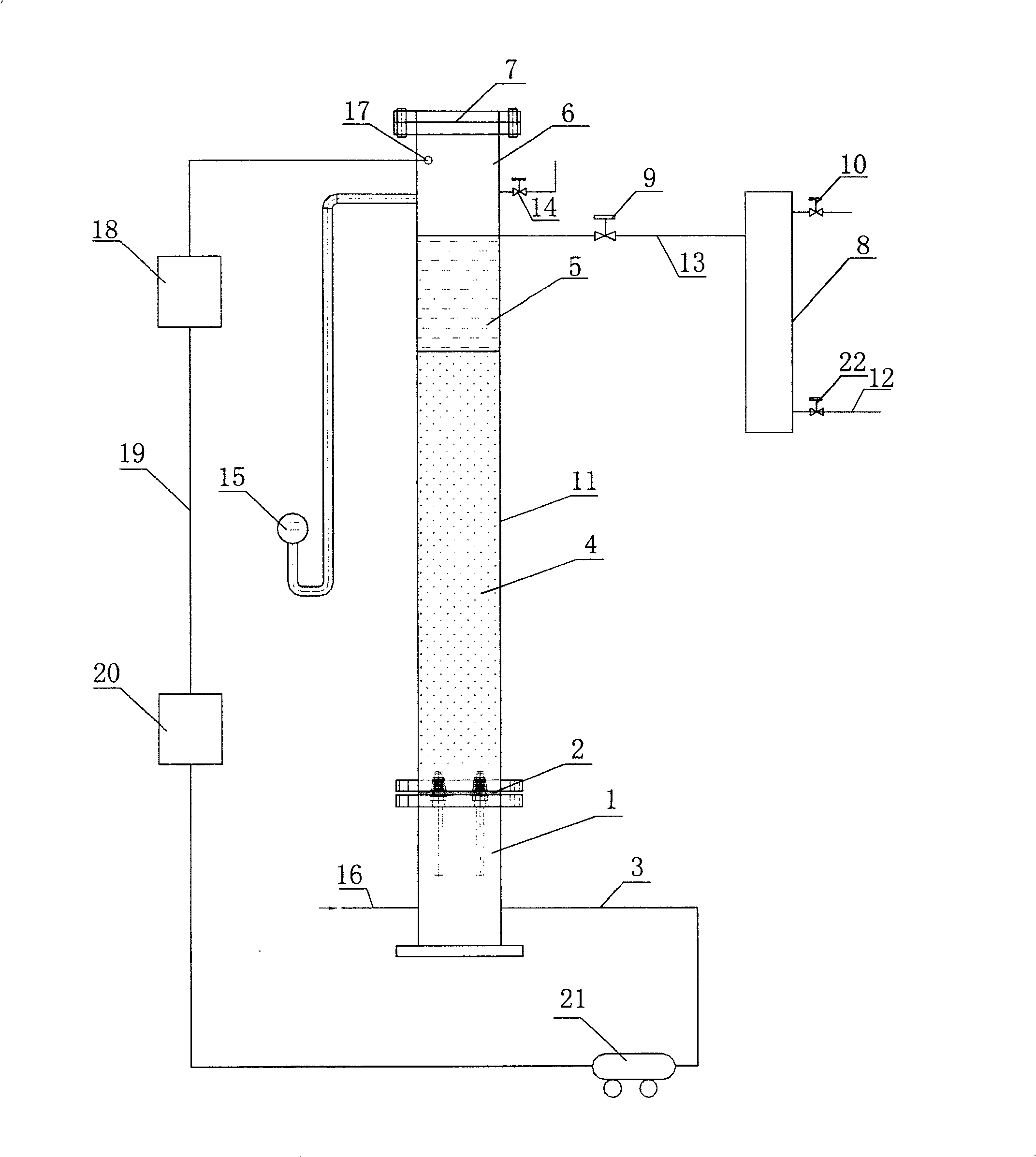 Wastewater treatment technique for pressurization static bed biomembrane reactor