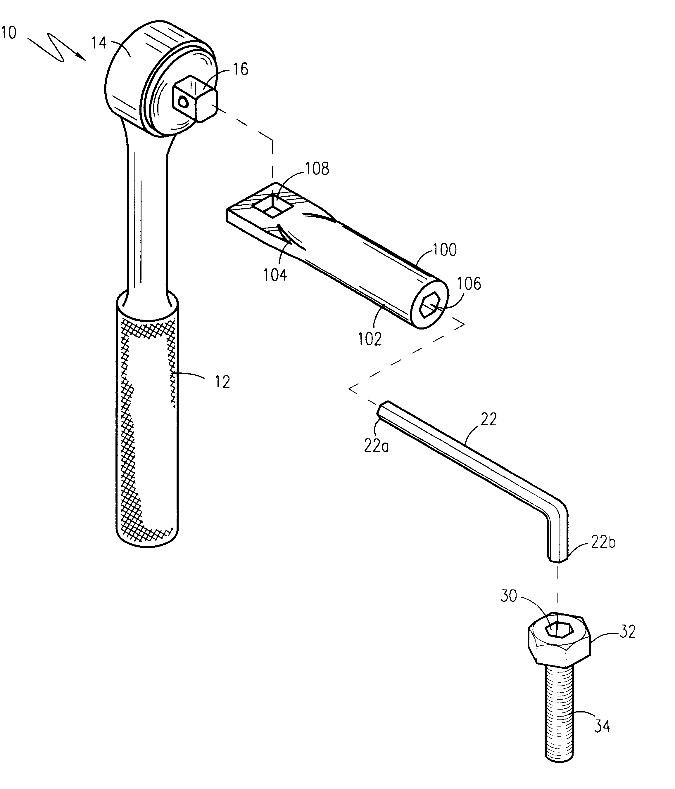 Hexagonal wrench socket adapter