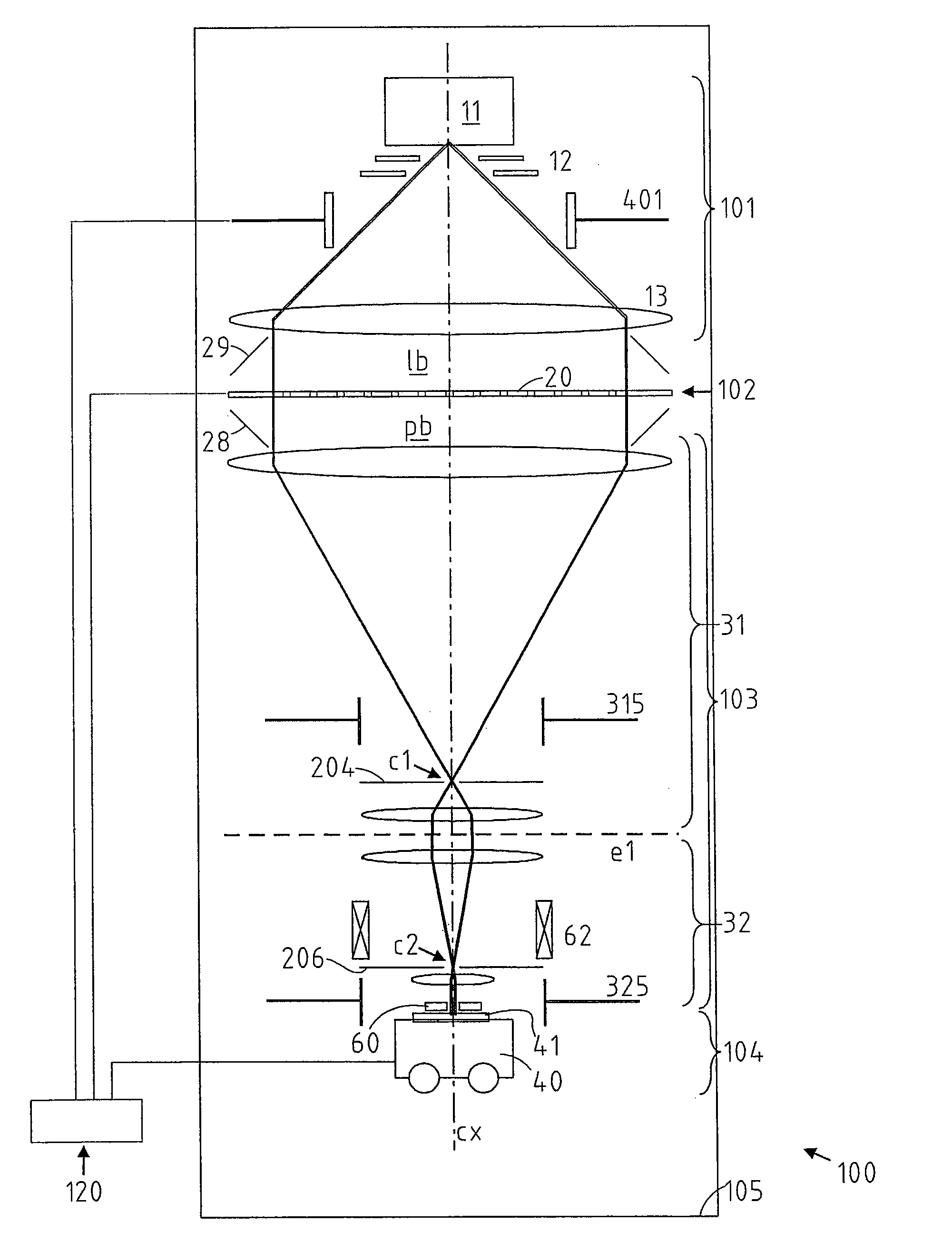 Particle-beam exposure apparatus with overall-modulation of a patterned beam