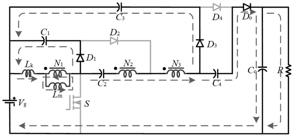 High-voltage gain DC-DC direct-current converter