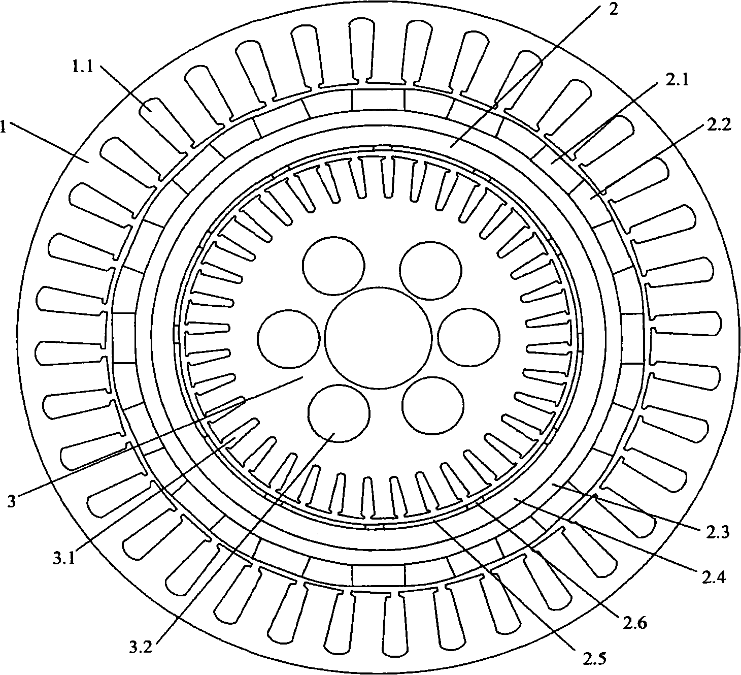 Non-coupled electric stepless gear motor body topological structure