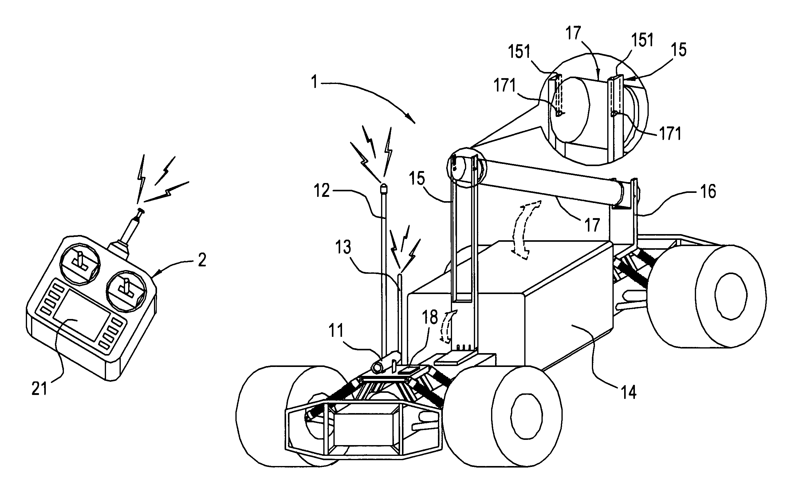 Remote control vehicle with UV sterilizer