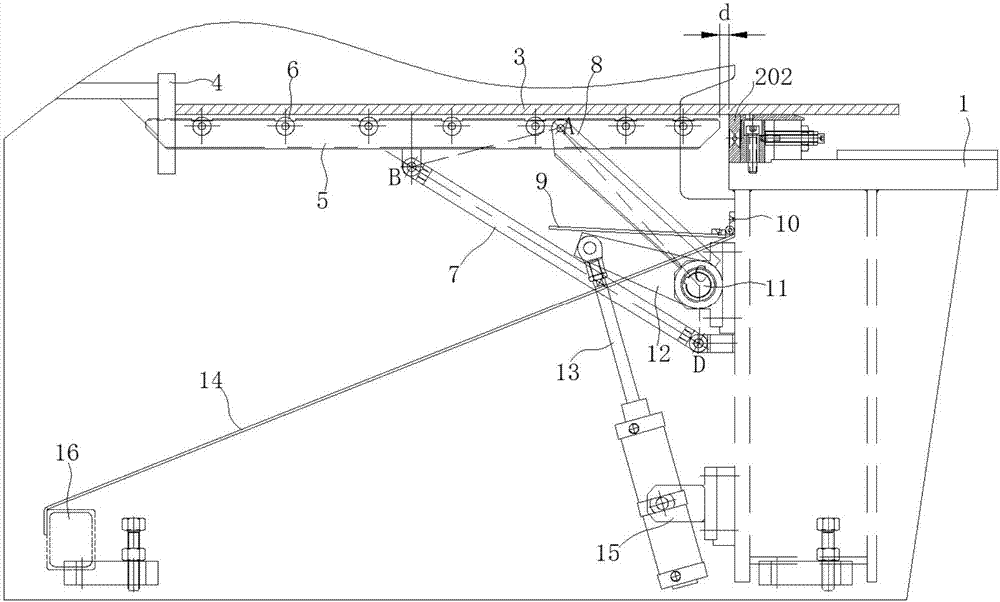 Four-point pneumatic supporting device and method for plate shearing machine