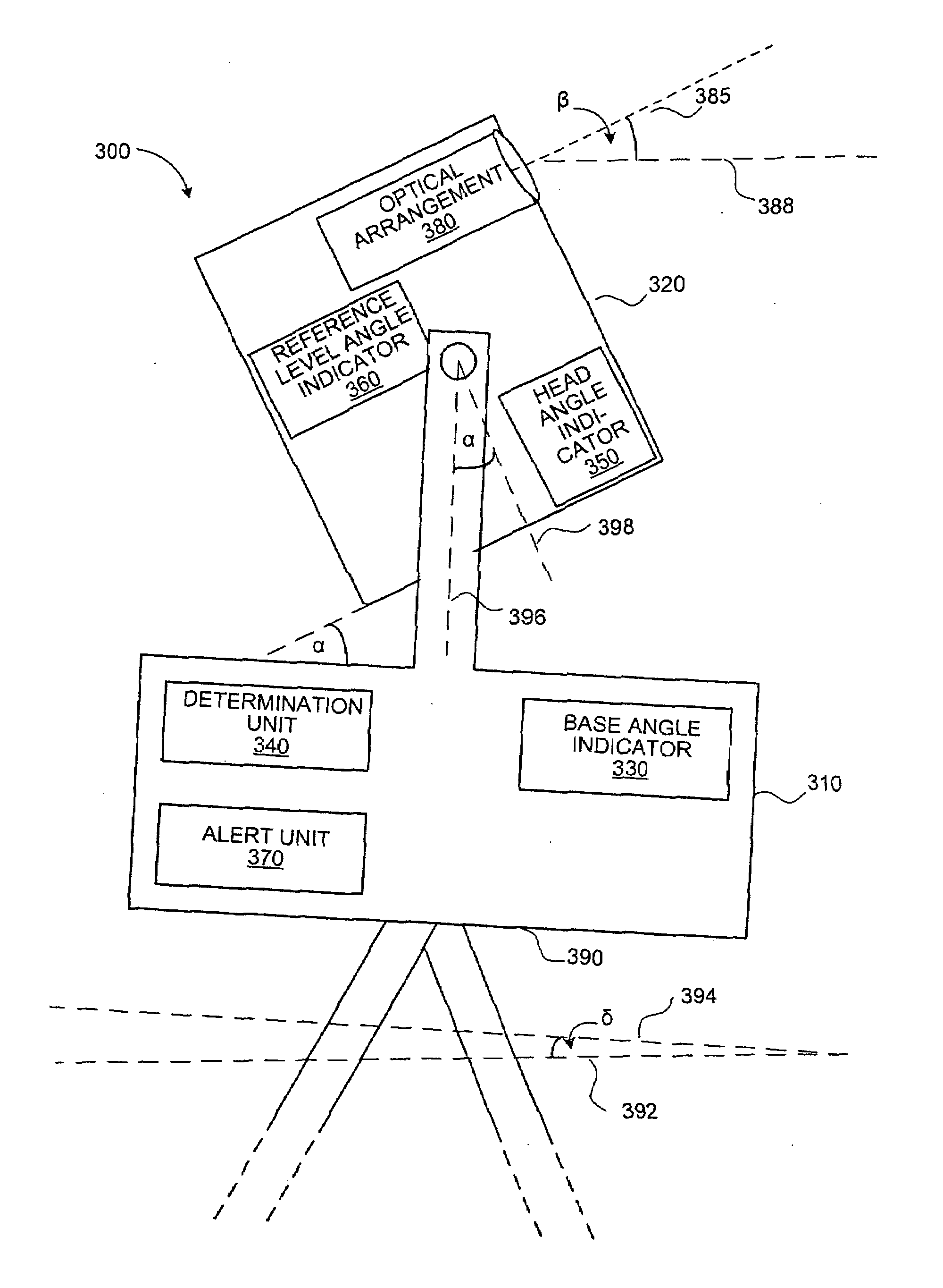 Optical instrument with angle indicator and method for operating the same