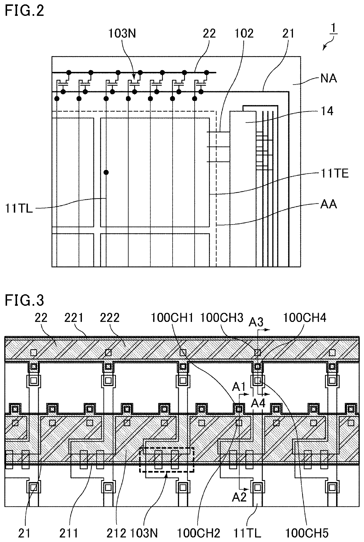 Image display device with frame region transistor control line including stacked line layers