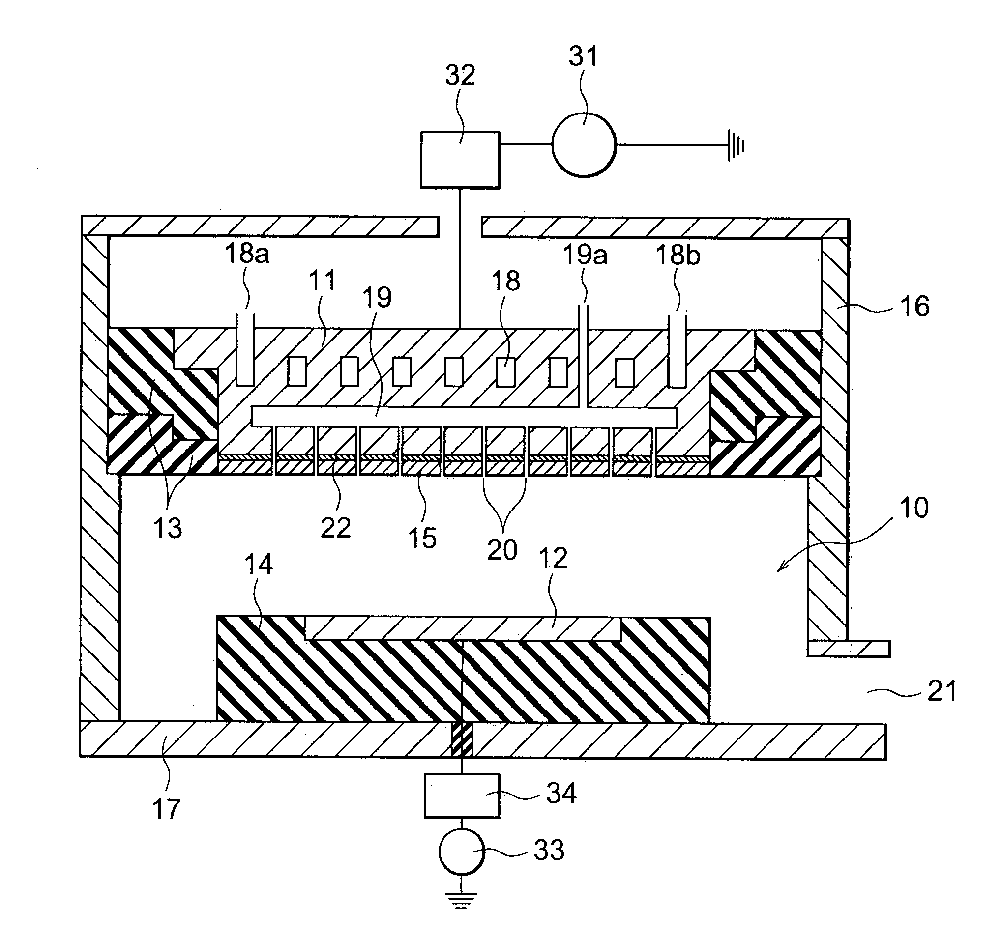 Device for fixing a gas showerhead or target plate to an electrode in plasma processing systems