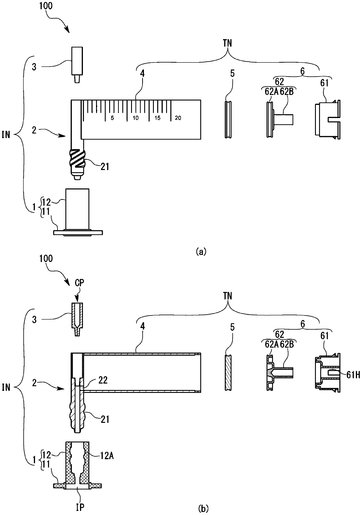 Gaskets, injectors for fluid repair materials, cores for injectors and injectors