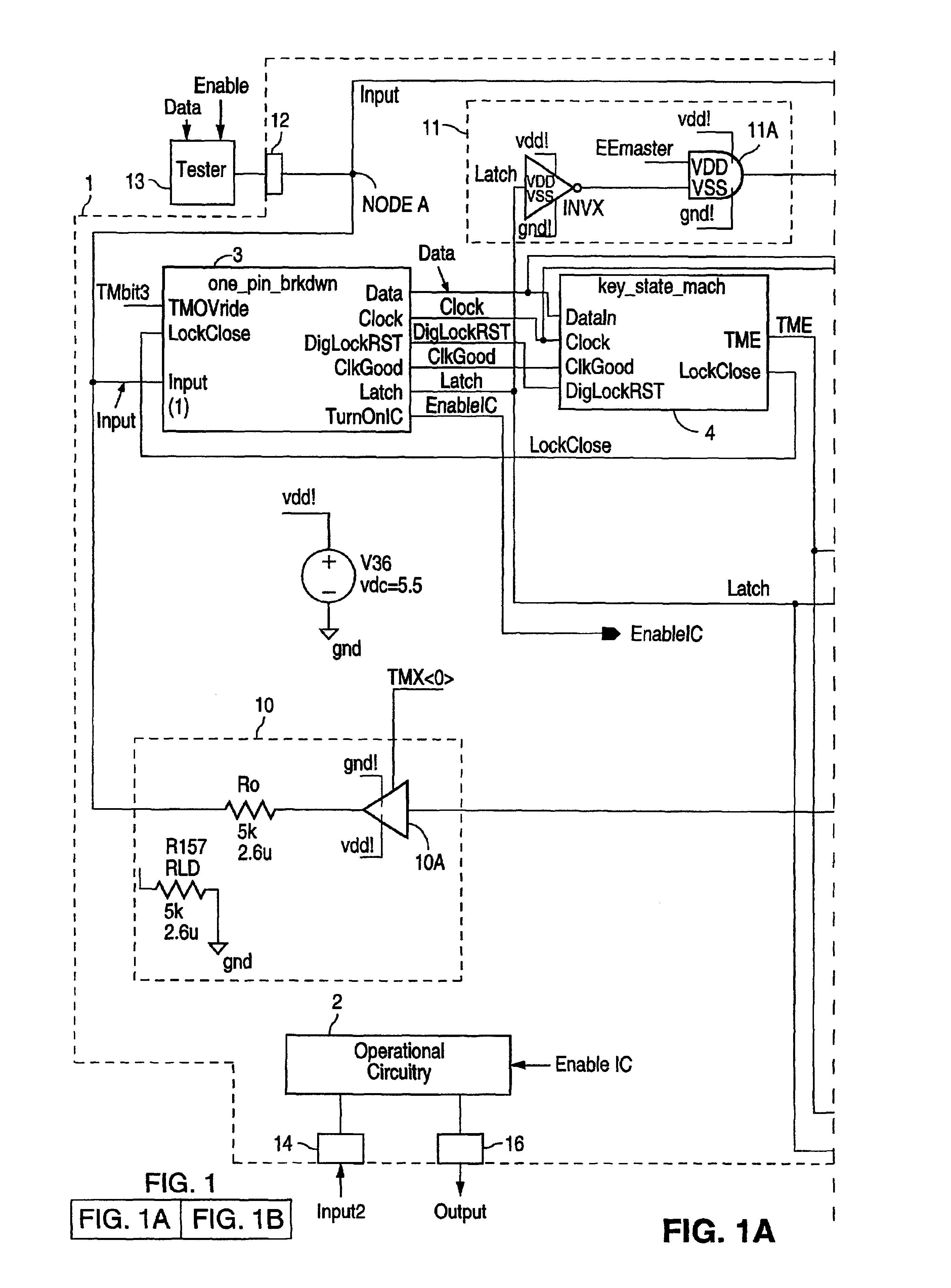 Integrated circuit and method for testing same using single pin to control test mode and normal mode operation