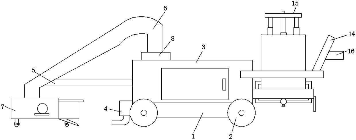 Leaf cleaning device for garden road based on opposite blowing type and negative pressure type