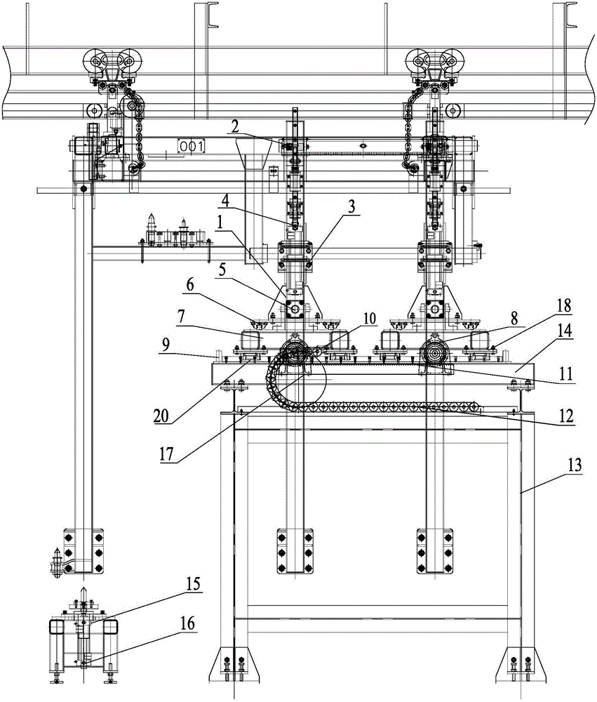 Rear support and adjustment device of sling