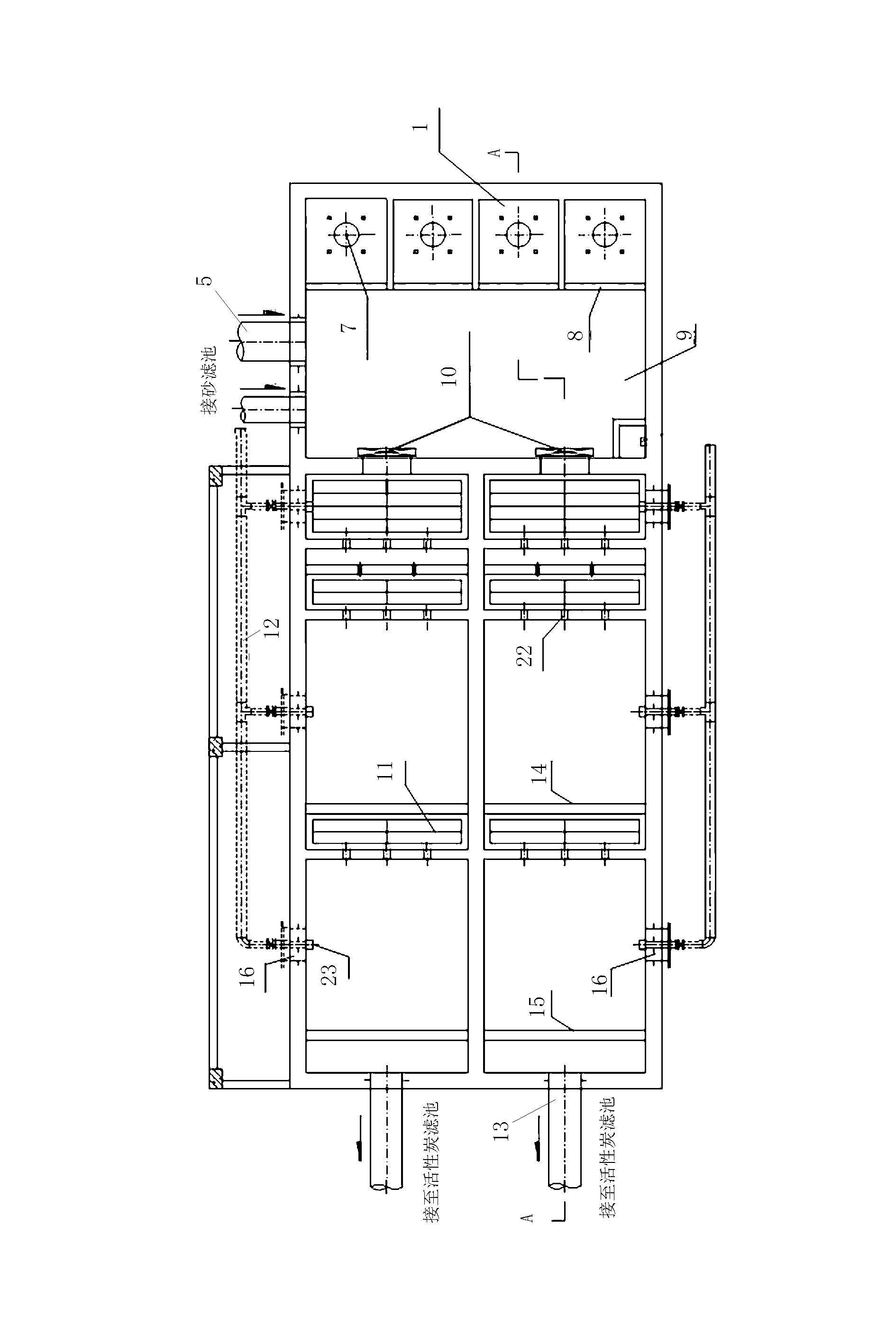 Lift pump house and post-ozone contact pool combined structure