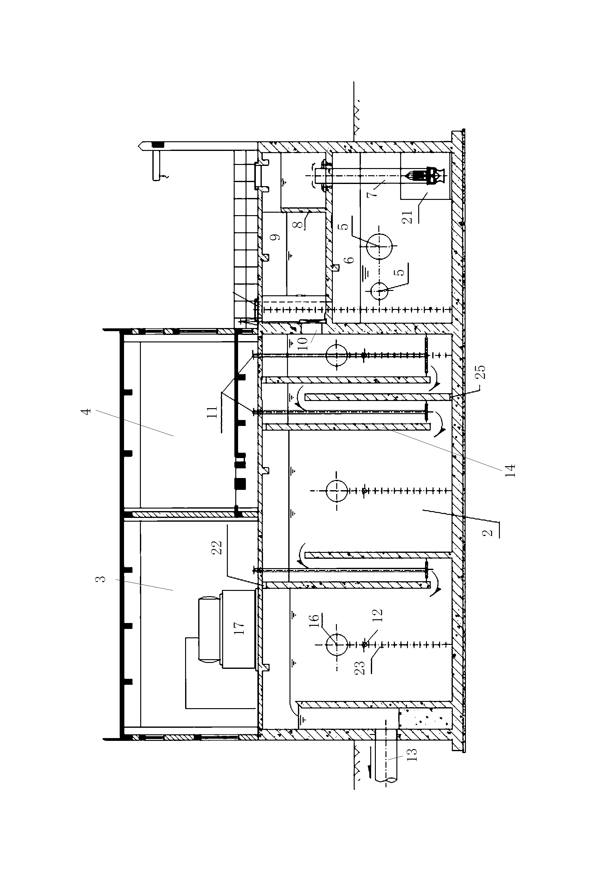 Lift pump house and post-ozone contact pool combined structure