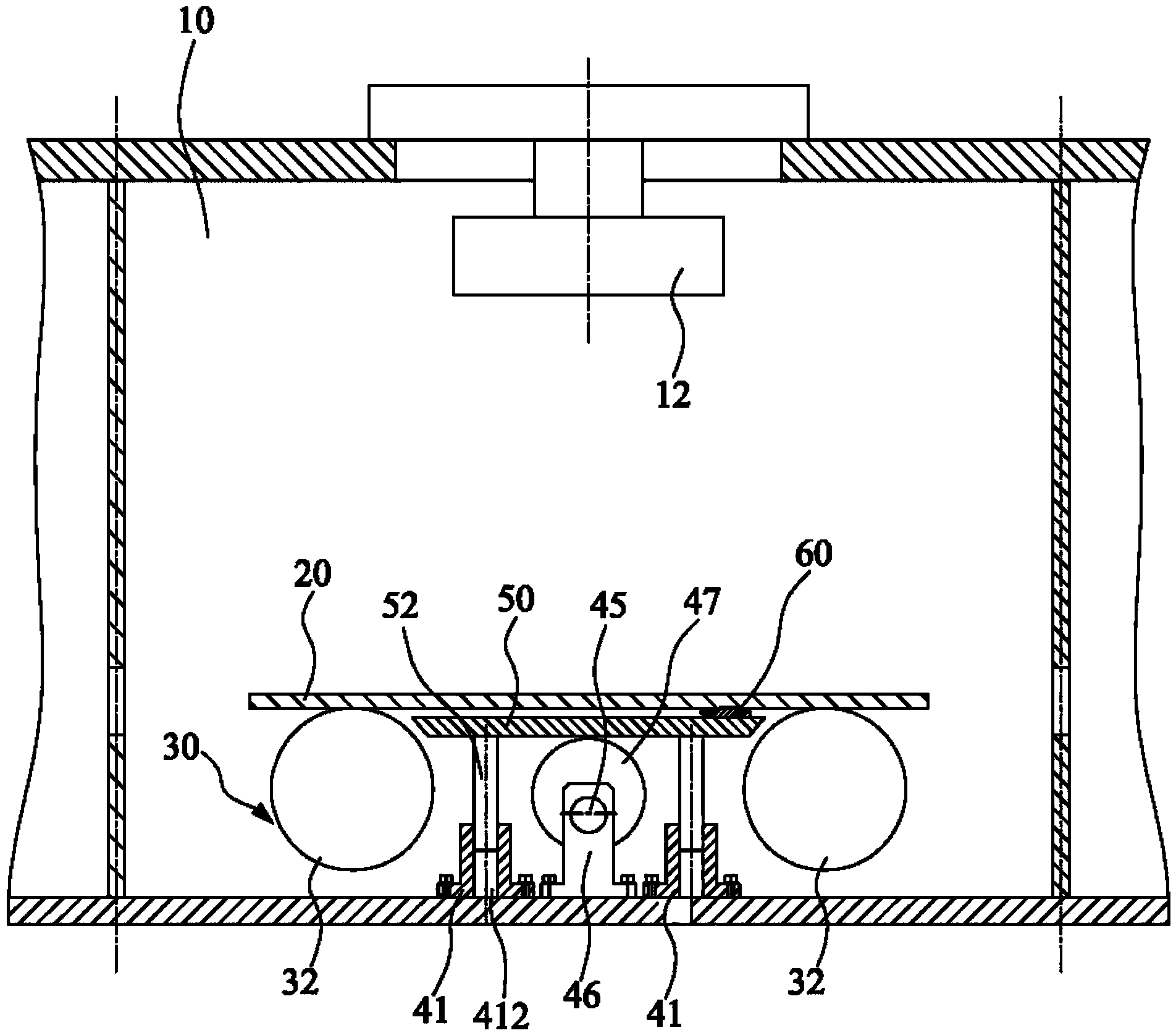 Glass film coating device and bottom plate die set