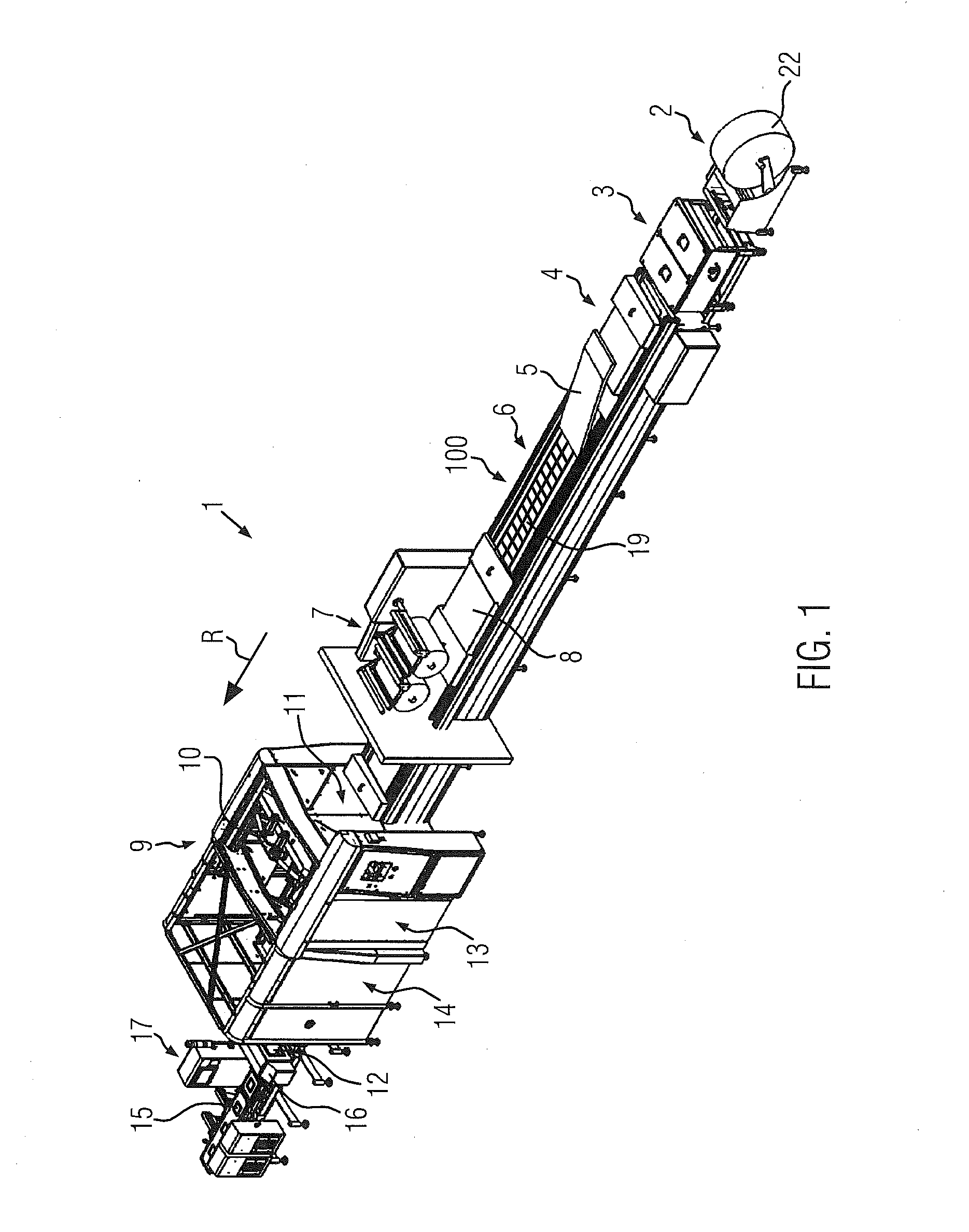 Packaging facility with latching station and method