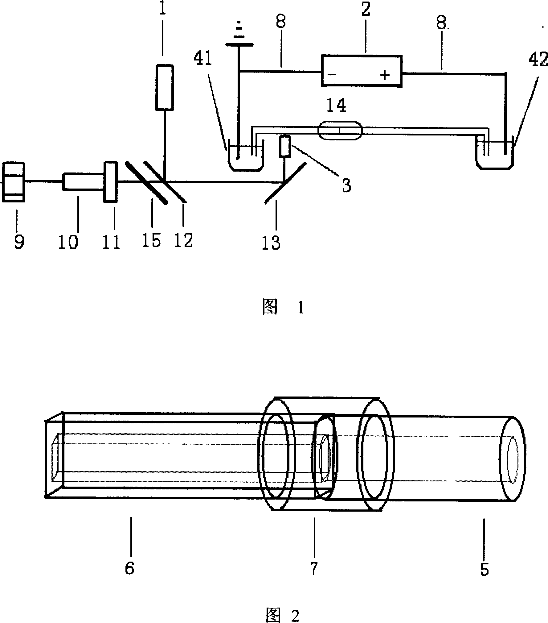 Detecting instrument on capillary cataphoretic-multi-photon excitation fluorescent column