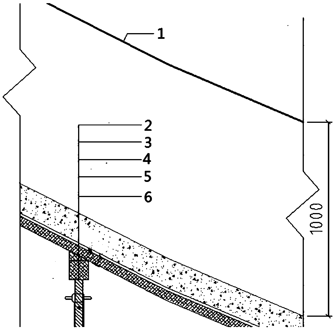 Construction method of reinforced concrete hyperbolic slope roof formwork system