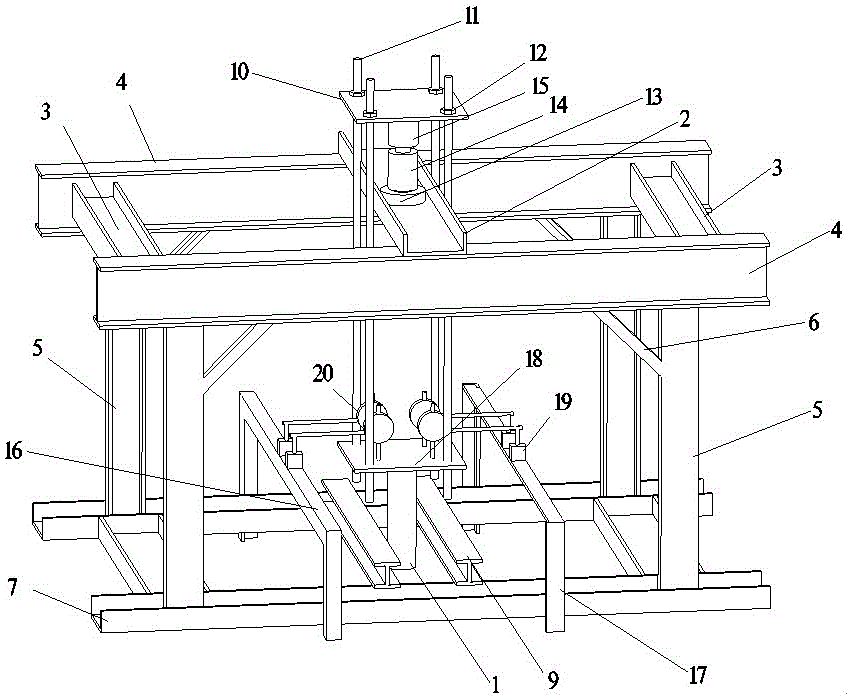 Testing device for vertical anti-uplifting test of spiral ground anchor and operation method of testing device