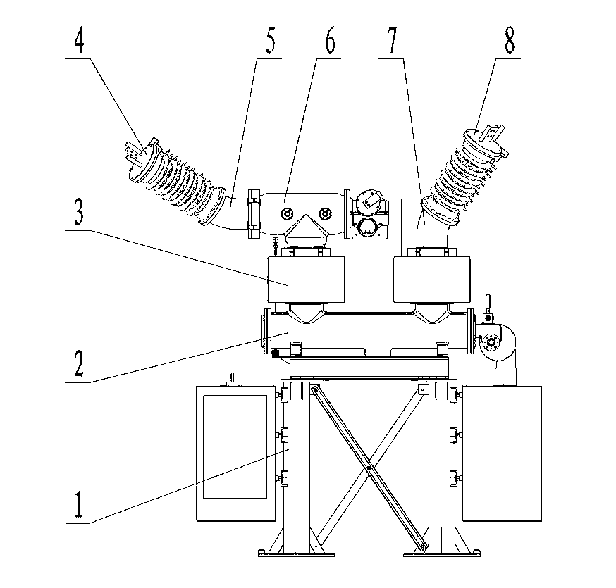 Combined type high-voltage composite apparatus and unipolar structure thereof