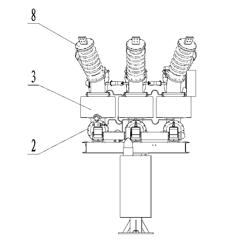 Combined type high-voltage composite apparatus and unipolar structure thereof