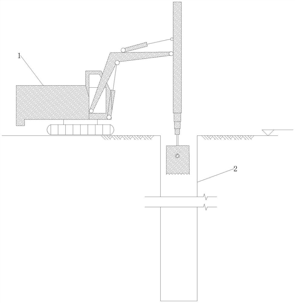 Improvement method for mounting process of long pile casing of cast-in-situ bored pile