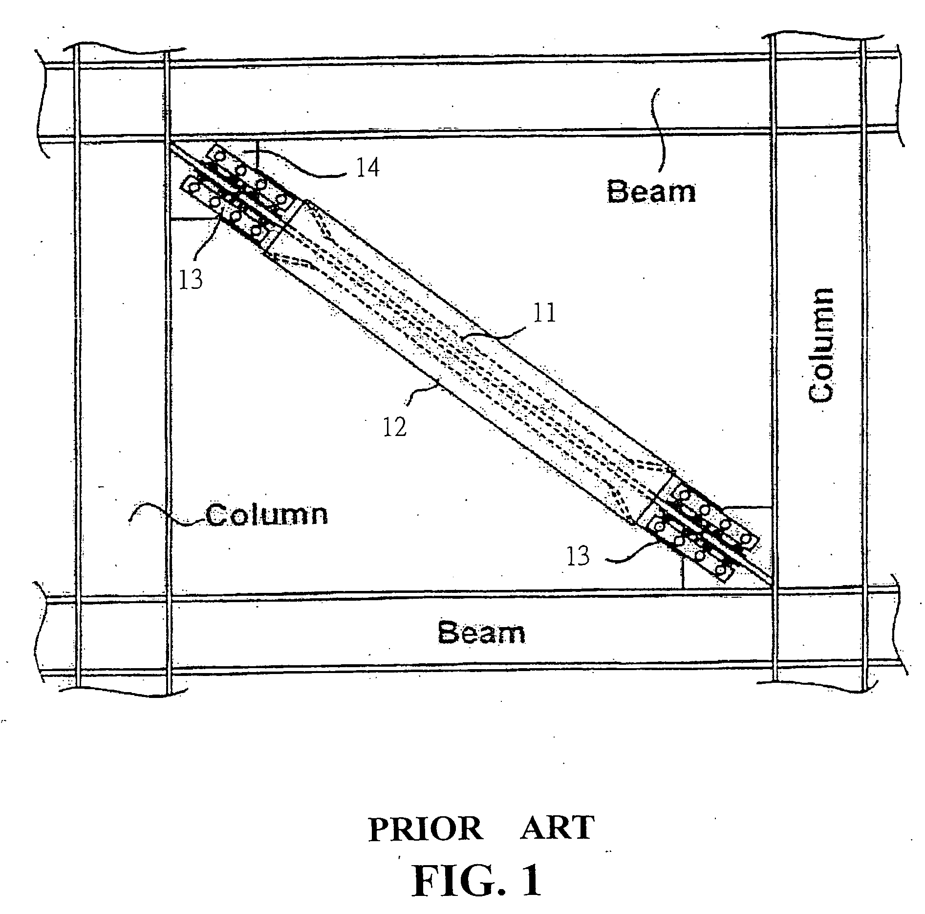 Buckling-restrained diagonal brace using lapping and improved plugging connection