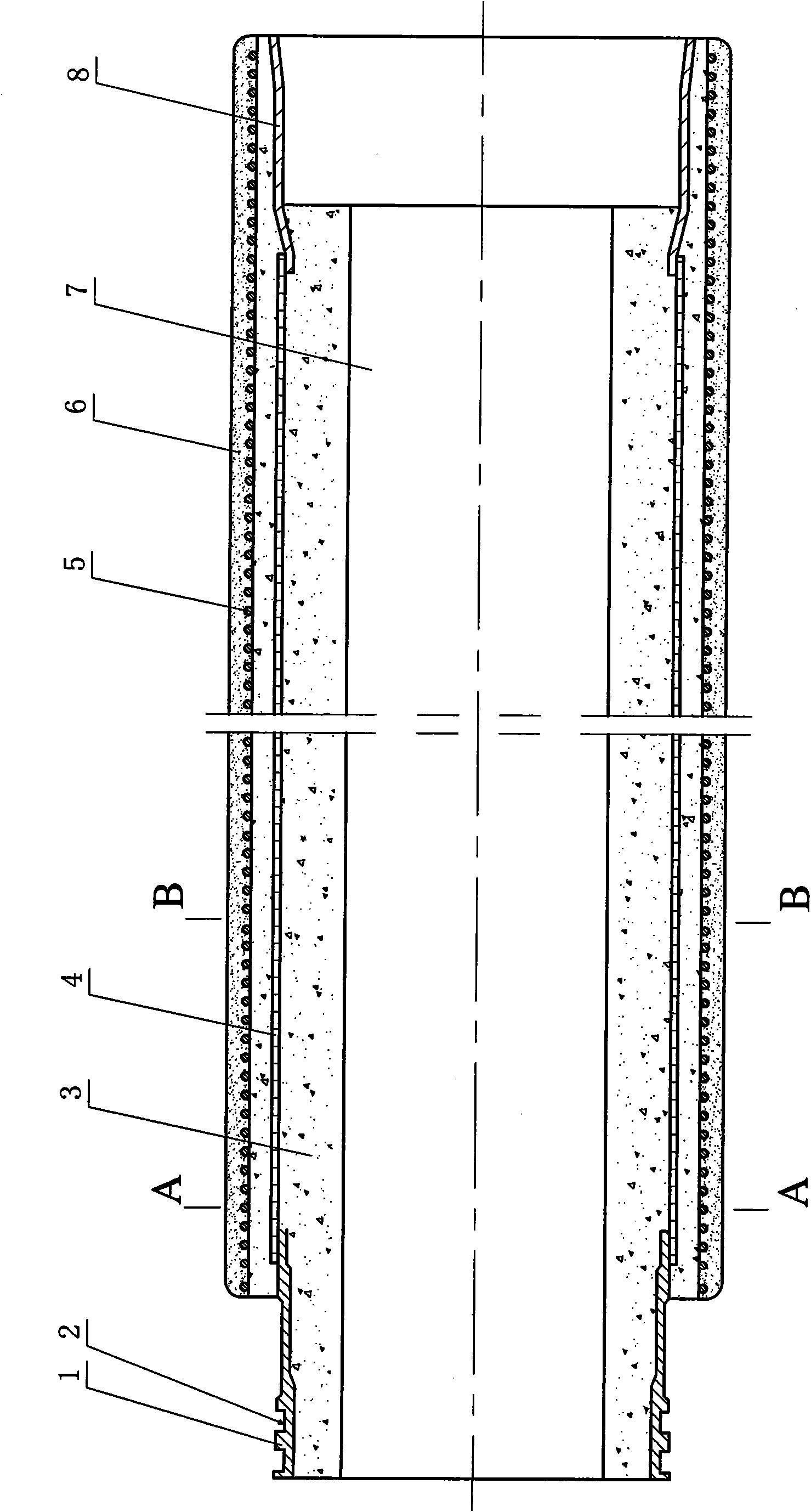 Precast prestressed concrete pipe gallery with longitudinal bar