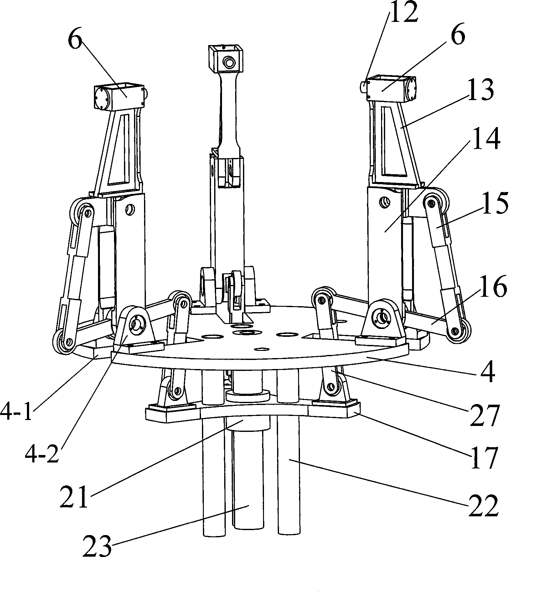 Under-actuated three-arm non-cooperative target docking capture apparatus