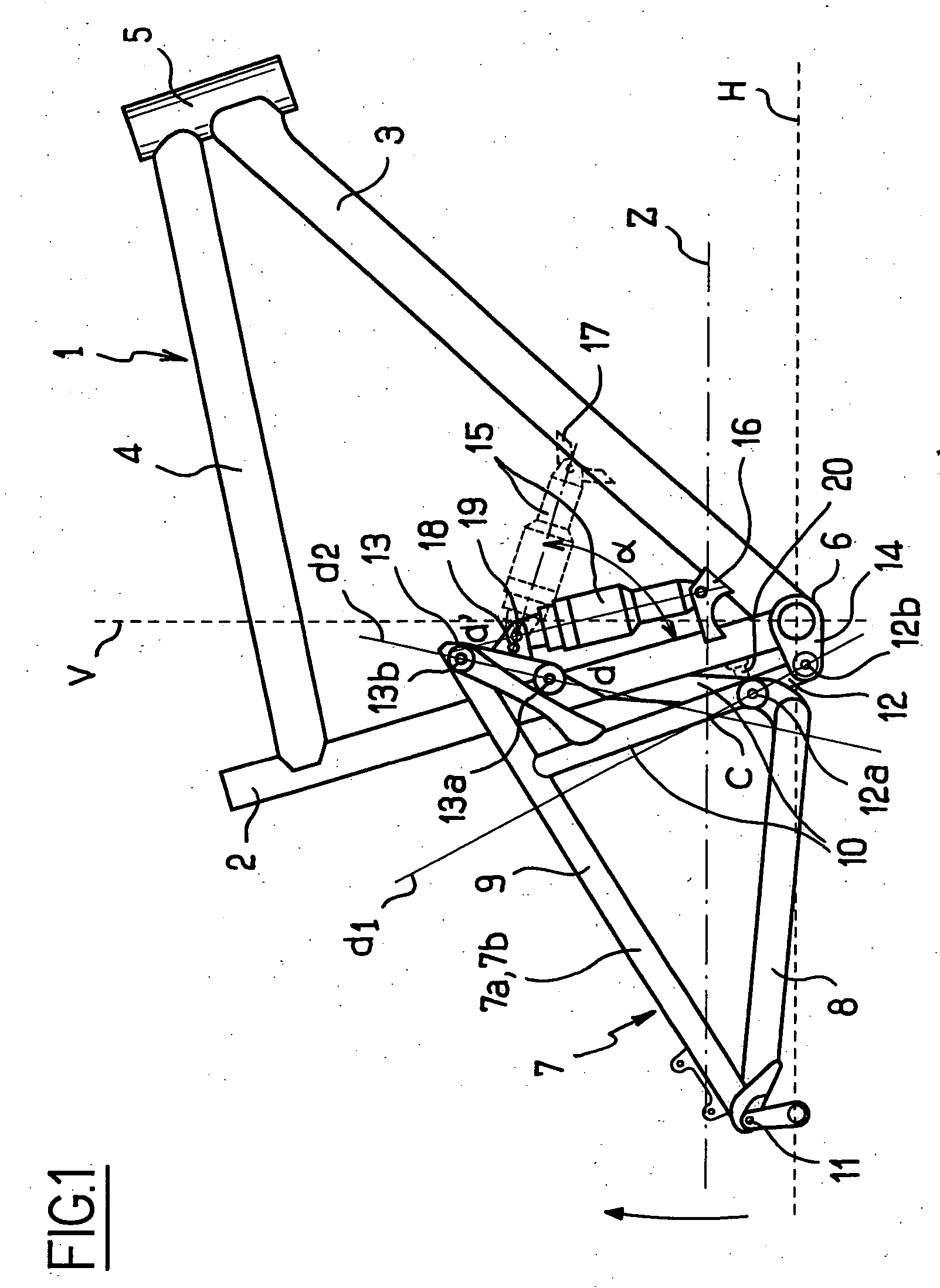 Rear suspension of a two-wheel vehicle or the like