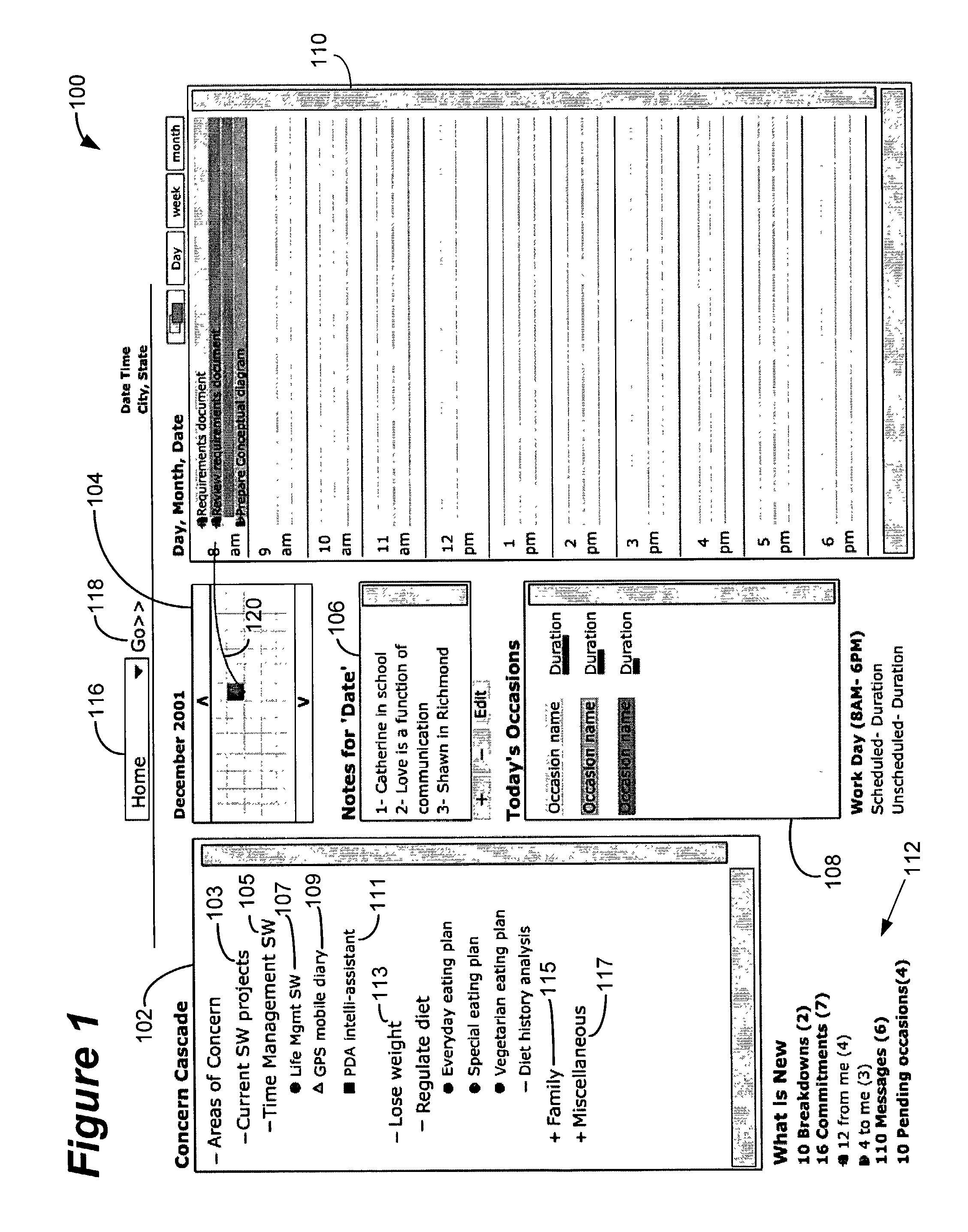 Method, system and apparatus for organizing information for managing life affairs