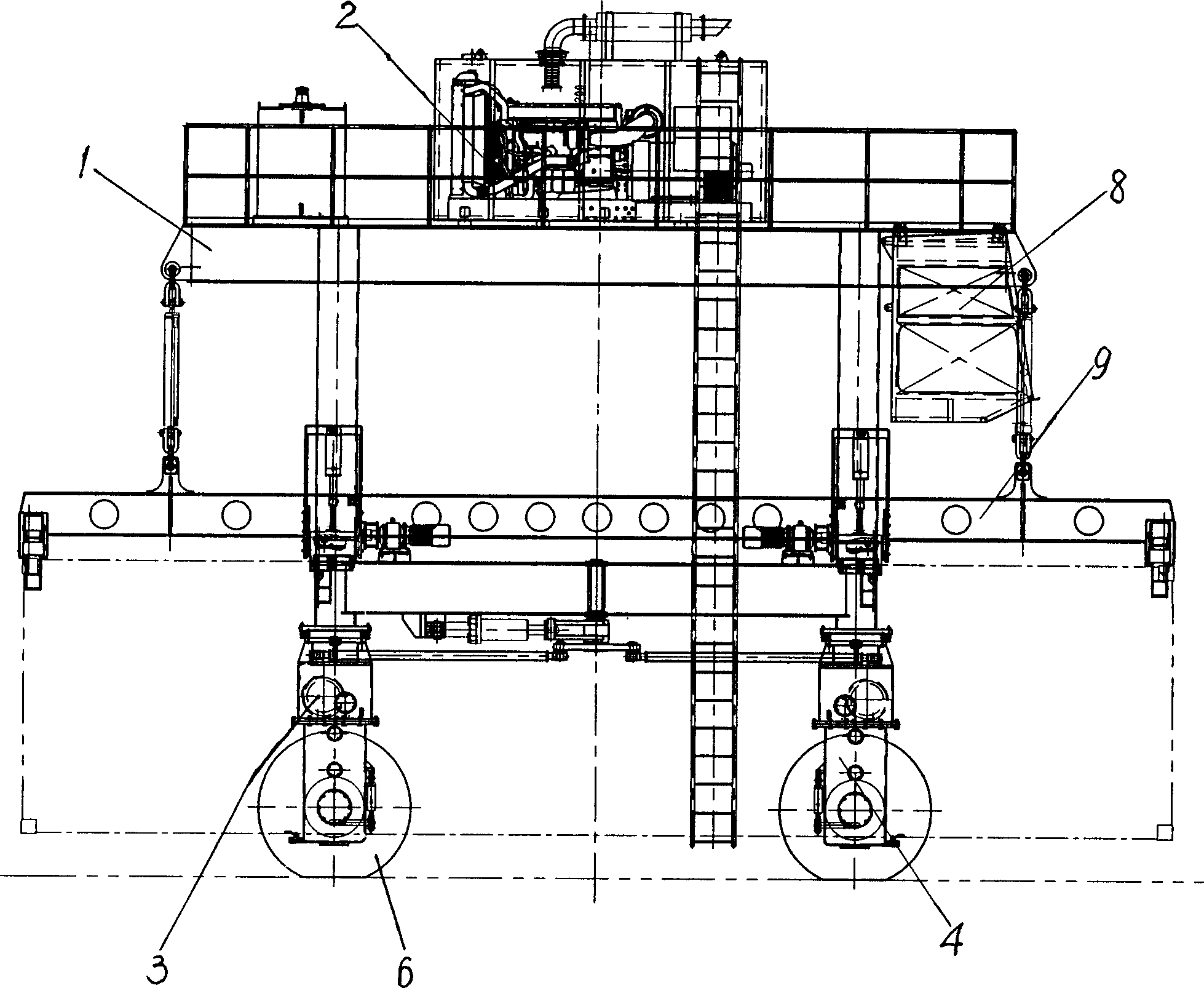 Container conveying vehicle