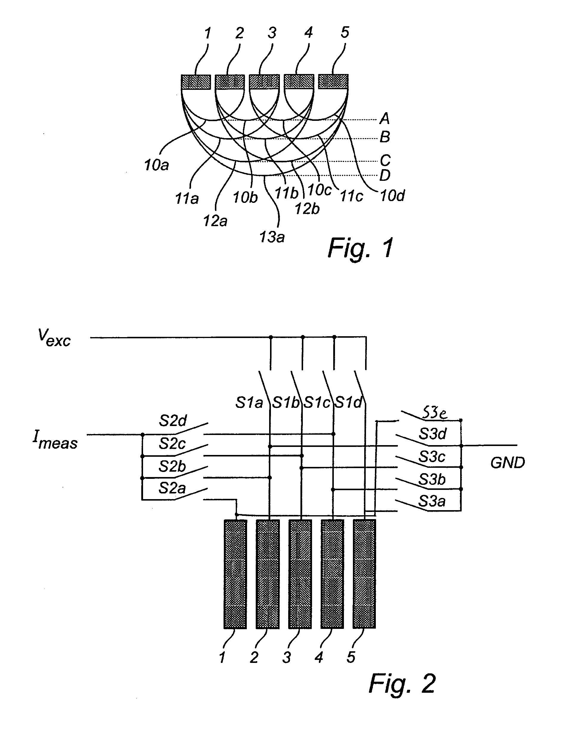 Switch probe for multiple electrode measurement of impedance