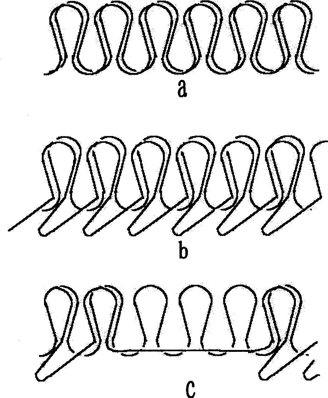 Process for weaving upper weft float hollow jacquard terry on warp-knitting circular weaving machine