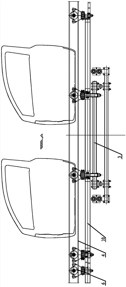 Suspension type ground friction conveying line