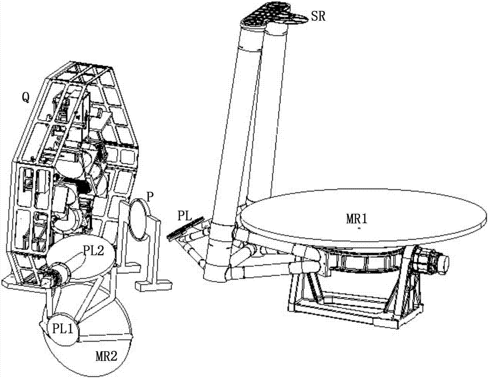 Satellite-borne nadir and adjacent-edge integrated detection antenna feed system and method